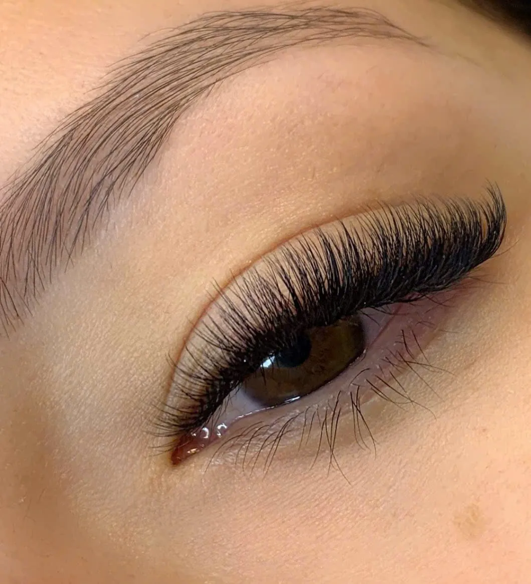Fluffy volume lash extensions, close up